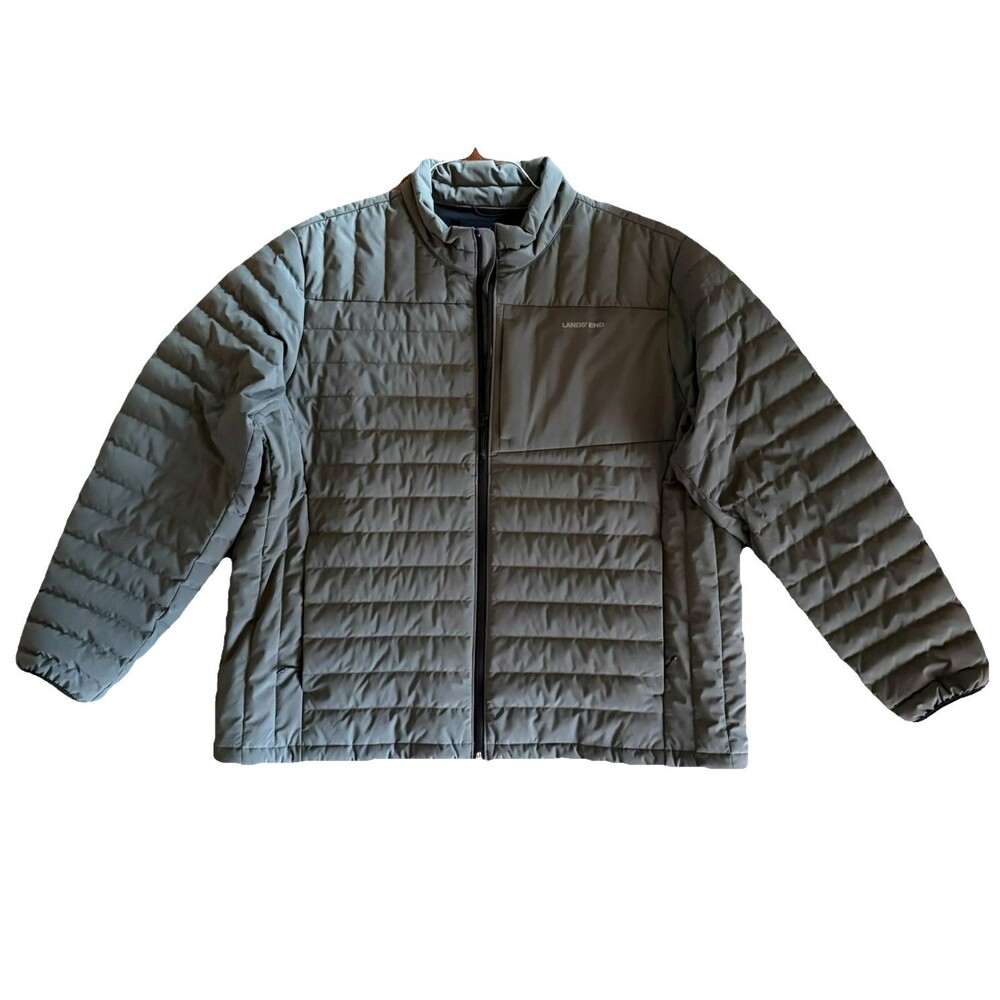 Lands End Men's Gray Big & Tall Down Puffer Coat Winter Jacket Sz XXL TALL 50-52